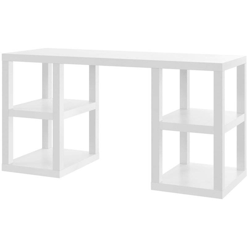 Modern Home Office Computer Desk in White Wood Finish