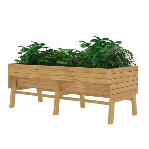 Outdoor Modern Natural Cedar Wood Raised Garden Bed Planter 70-inch x 31-inch