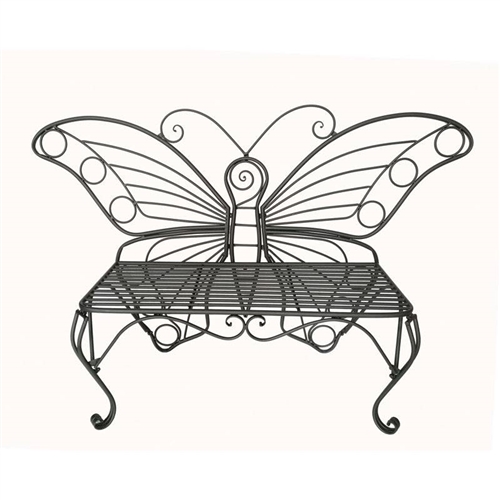 Modern Metamorphosis Metal Butterfly Garden Bench Black