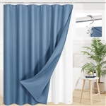 72"W x 72"H Blue Waffle Textured 3 in 1 Shower Curtain Set