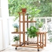 6-Shelf Portable Wooden Flower Pot Plant Stand with Locking Wheels