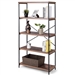 Industrial Metal Wood 5-Tier Bookcase Storage Rack Book Shelf