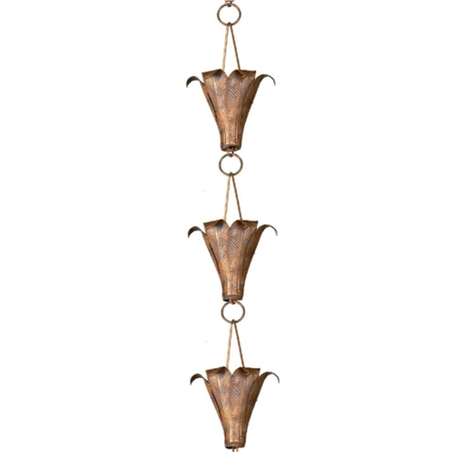 Copper 8.5-Ft Flower Rain Chain Rain Gutter Downspout