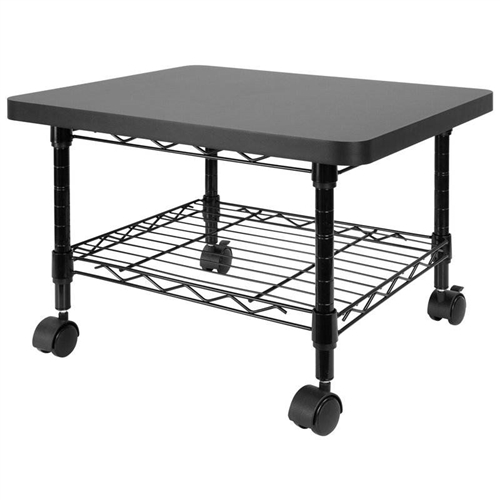 Multipurpose Black/Metal 2-Tiered Mobile Under Desk Printer Stand
