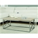 Contemporary Chrome Metal Coffee Table with Natural Finish Wood Top