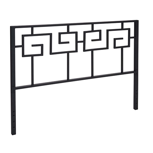 Full size Modern Meander Greek Key Style Headboard in Black Metal Finish