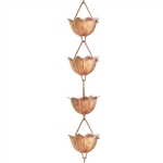 Lotus Flower 8.5-Ft Pure Copper Rain Chain for Rain Gutter / Barrel