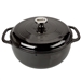 Round 6-Quart Black Enamel Cast Iron Dutch Oven with Lid