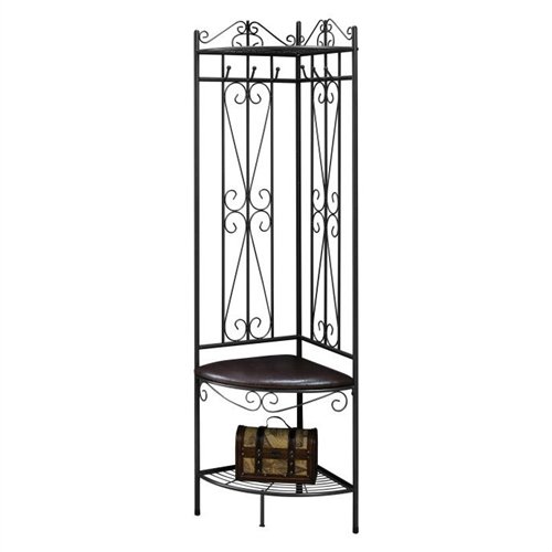 Rustic Entryway Corner Copper Metal Hall Tree Brown