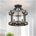 Round 4-Light 12.5-inch Metal Wood Farmhouse Ceiling Lamp - Semi-Flush Mount