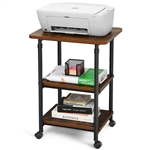 Brown/Black Multifunction Adjustable Height 3-tier Printer Stand Work Station