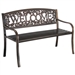 Outdoor Weather Resistant Metal Garden Bench with Welcome Floral Back