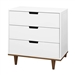 Modern Mid-Century Style 3-Drawer Dresser Chest in White Walnut Wood Finish