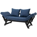 Navy/Black 3 In 1 Convertible Sofa Chaise Lounger Bed w/ 2 Large Pillows