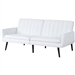 Modern Mid-Century  Futon Sleeper Sofa Bed in White Linen Fabric