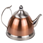 1 Quart Stainless Steel Teapot Kettle in Copper Finish with Tea Infuser