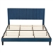 King size Modern Navy Blue Velvet Upholstered Platform Bed with Headboard