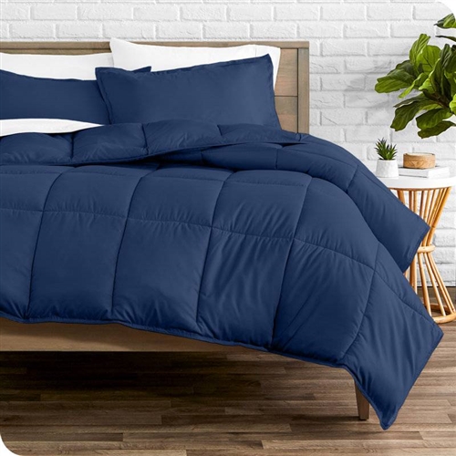 Queen Size All Season Super Soft Down Alternative Comforter Set Navy