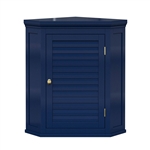 Navy Wall Mounted Corner 1-Door Louvered Bathroom Wall Cabinet