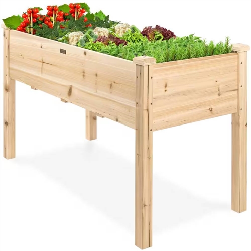 Outdoor 4-ft x 2-ft Fir Wood Raised Garden Bed Planter Box
