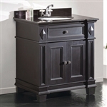 Single Sink Bathroom Vanity with Cabinet & Black Granite Countertop / Backsplash