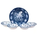 5-Piece Starfish Sea Shells Octopus Beach Dinner Bowl Set in Blue and White