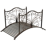 Outdoor 4-ft Heavy Duty Metal Garden Bridge in Black Bronze Finish