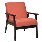 Retro Linen Wide Accent Chair w/ Espresso Rubber Wood Frame - Orange