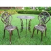 3-Piece Outdoor Bistro Set with Rose Design in Antique Bronze Finish