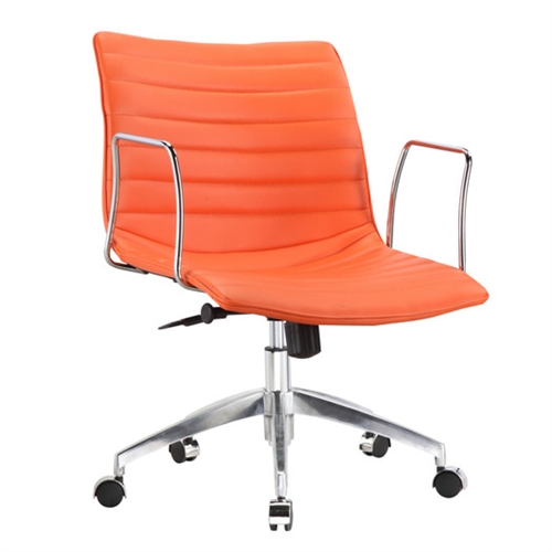 Orange Modern Mid-Back Office Chair Mid-Century Style with Metal Arms