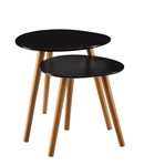 Set of 2 - Modern Mid-Century Style Nesting Tables End Table in Black