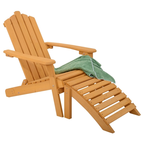 Folding Wooden Adirondack Chair with Foot Rest Ottoman