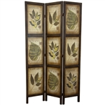 3-Panel Double Sided Floral Botany Plant Life Floral Leaves Room Divider