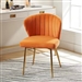 Orange Velvet Upholstered Wingback Accent Side Chair with Gold Metal Legs