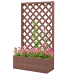 Outdoor Brown Wooden Lattice Trellis Raised Garden Bed Planter Box