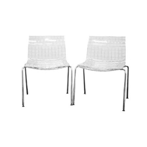Set of 2 Modern Dining Chairs with Clear Seat and Metal Legs