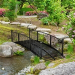 Outdoor Black Metal Arch 7-ft Garden Bridge with Side-Rails