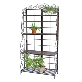 Sturdy Metal Bakers Rack Plant Stand in Brushed Bronze Black