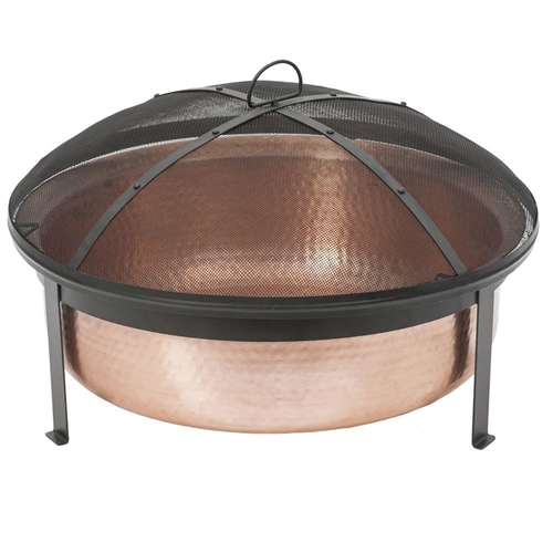 Farmhouse 100% Copper Fire Pit Tub Hand Hammered with Screen Cover