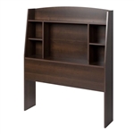 Twin size Bookcase Storage Headboard in Espresso Wood Finish