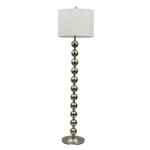 Contemporary 65-inch Tall Brushed Steel Floor Lamp with White Drum Shade
