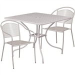 3-Piece Grey Steel Metal Outdoor Patio Furniture Set with 2 Chairs and 1 Table