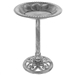 Outdoor Weather Resistant Polyresin Bird Bath in Rustic Aged Silver Finish