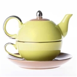 Green Yellow Porcelain Ceramic Teapot Cup Set Dishwasher and Microwave Safe