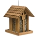 Wood House Shingled Roof Garden Bird Feeder with Perch