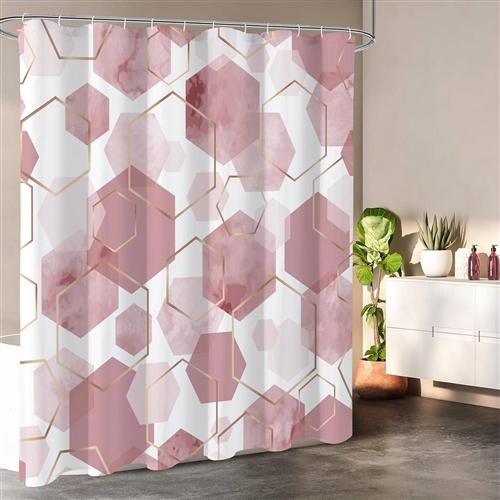 72"W x 84"H  Abstract Pink Geometric Polyester Shower Curtain