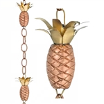 8.5 Ft. Copper Pineapple Rain Chain Gutter Downspout - Basin Not Included