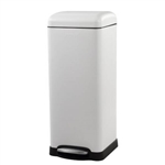 8 gL Retro White Steel Step On Garbage Trash Can
