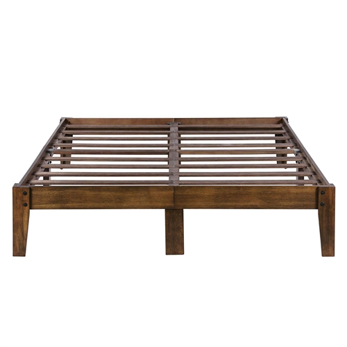 Full size Solid Wood Platform Bed Frame in Brown Natural Finish