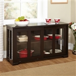 Espresso Sideboard Buffet Dining Kitchen Cabinet with 2 Glass Sliding Doors